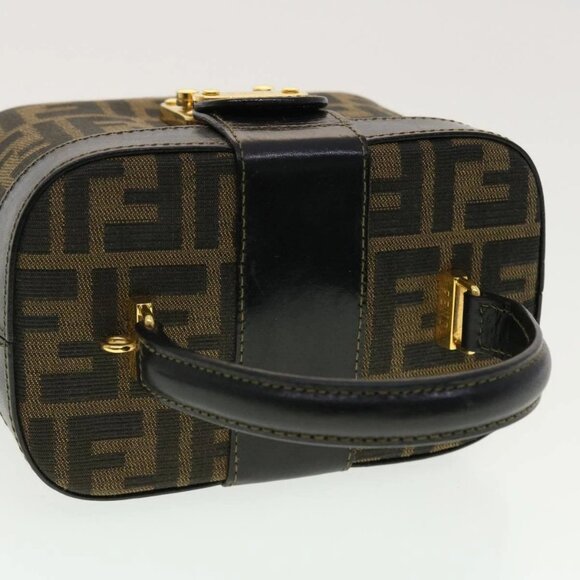FENDI Zucca Canvas Hand Bag Nylon 2way Brown Black - Picture 6 of 16